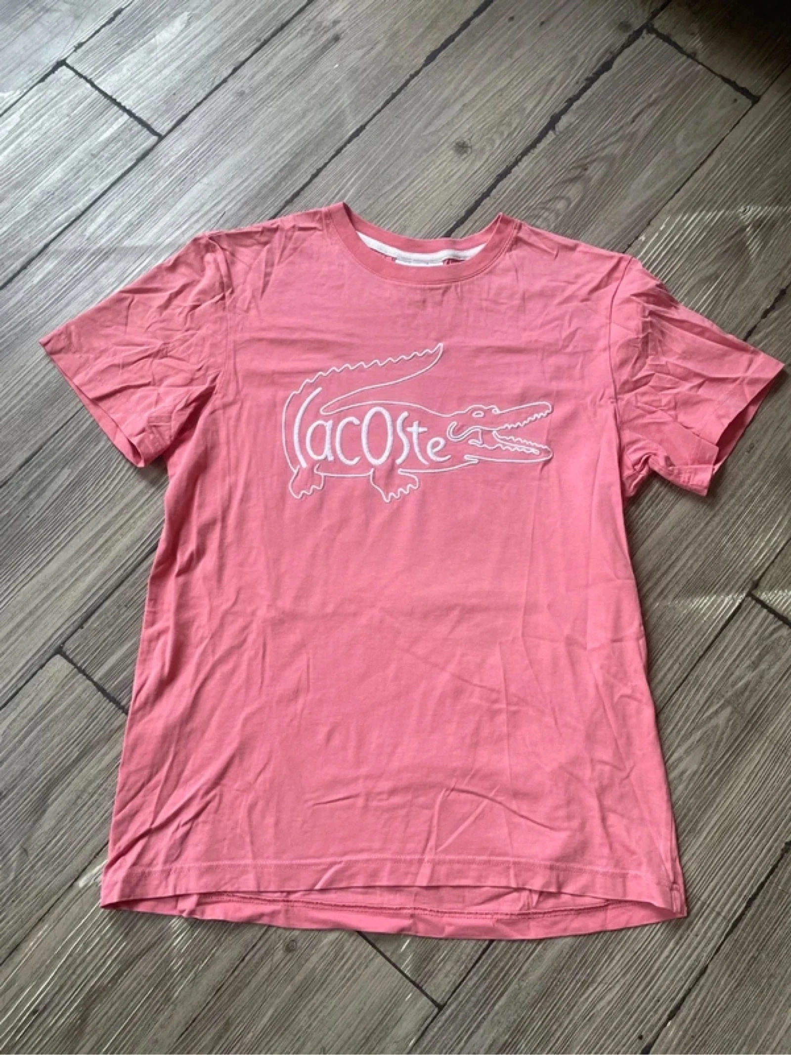 tee shirt lacoste rose logo brodé 